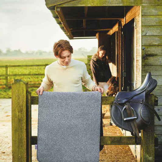 Plain Fleck Washable Hug Rug Doormat in Light Grey