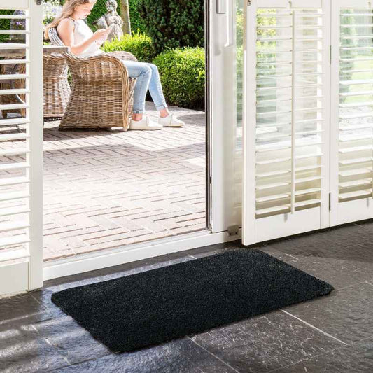 Plain Washable Doormat in Graphite Grey
