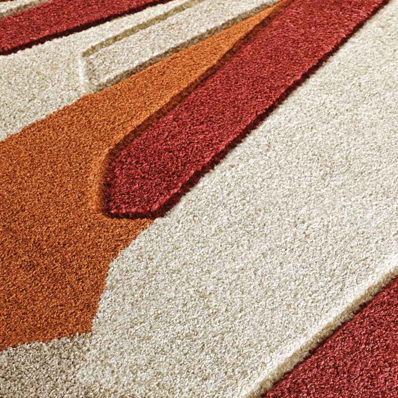 Portland Splinter Geometric RugsRugs 3337 E in Terracotta Red Beige