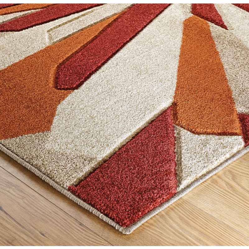 Portland Splinter Geometric RugsRugs 3337 E in Terracotta Red Beige