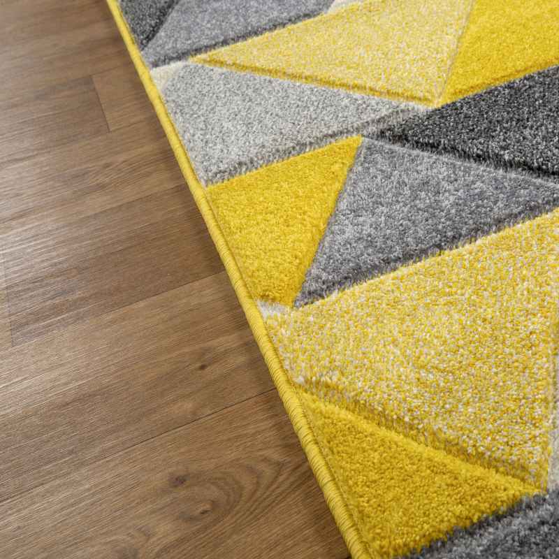 Portland 670 J Geometric Rugs in Yellow Grey Cream