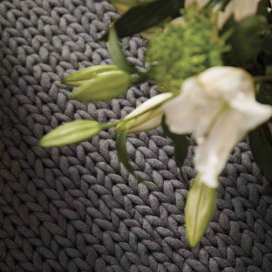 Fusion Plain Modern Chunky Knit Wool Rugs in Fossil