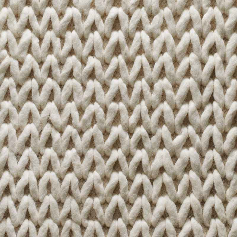 Fusion Plain Modern Chunky Knit Wool Rugs in Ivory
