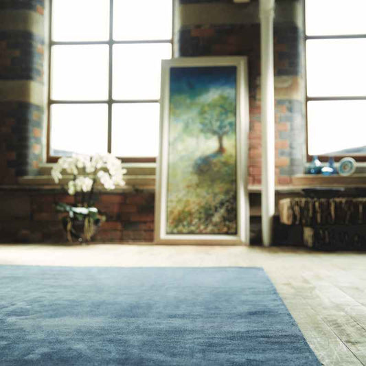 Karma Plain Viscose rugs in Aegean Blue