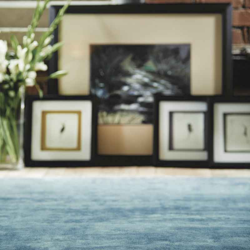 Karma Plain Viscose rugs in Aegean Blue