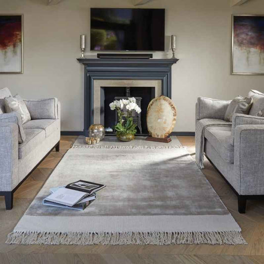 Karma Tassel rugs in Cloud Grey
