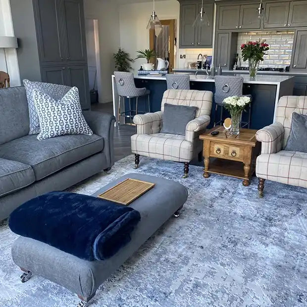 Rustic Textures RUS07 Ivory Grey Blue Rug RS