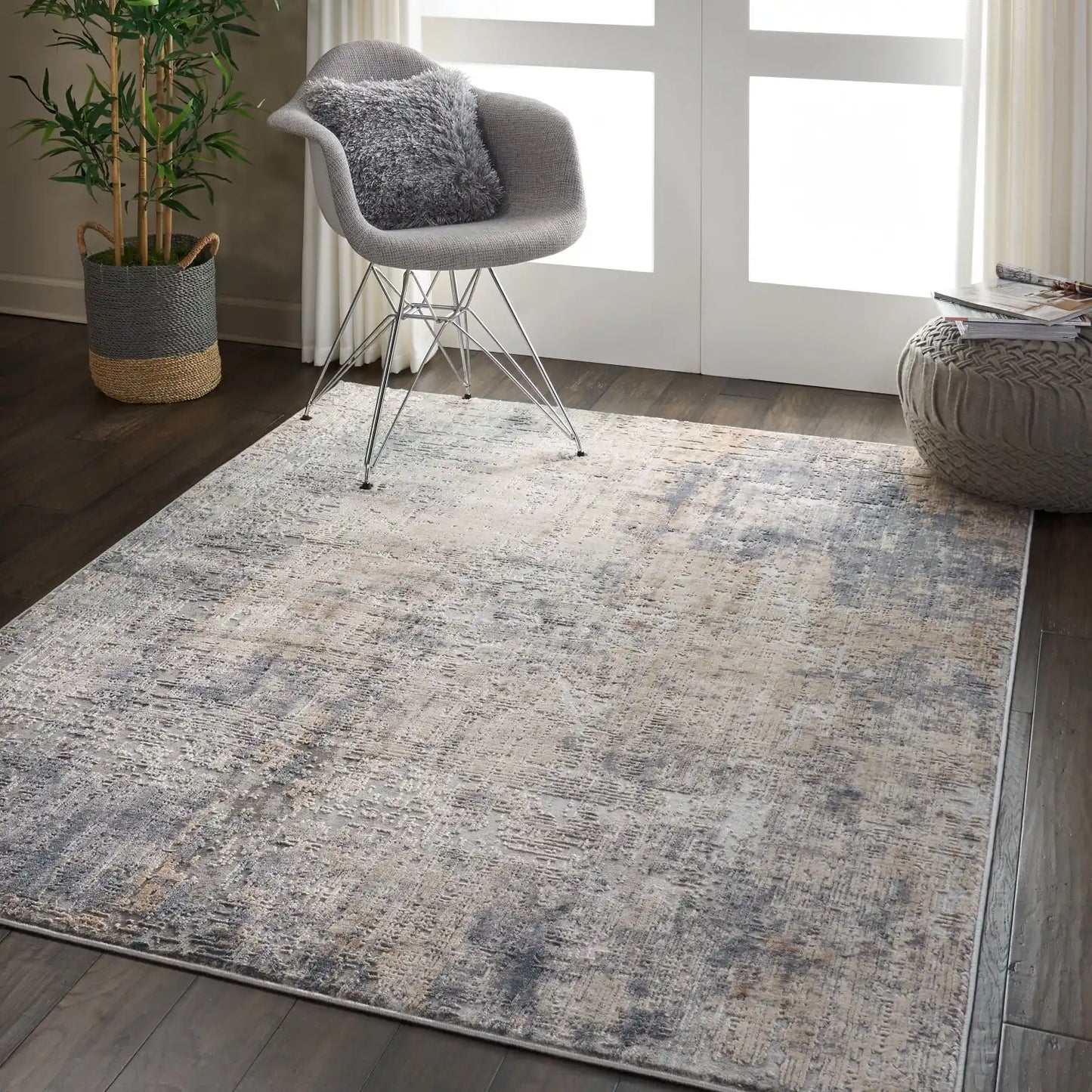 Rustic Textures RUS01 Grey Beige Rug RS