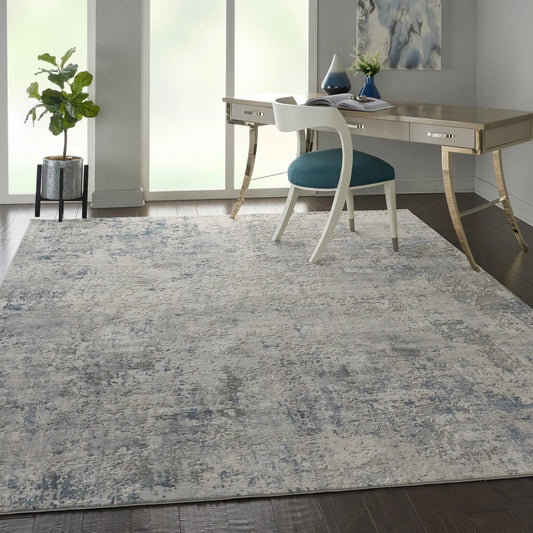 Rustic Textures RUS07 Ivory Grey Blue Rug RS