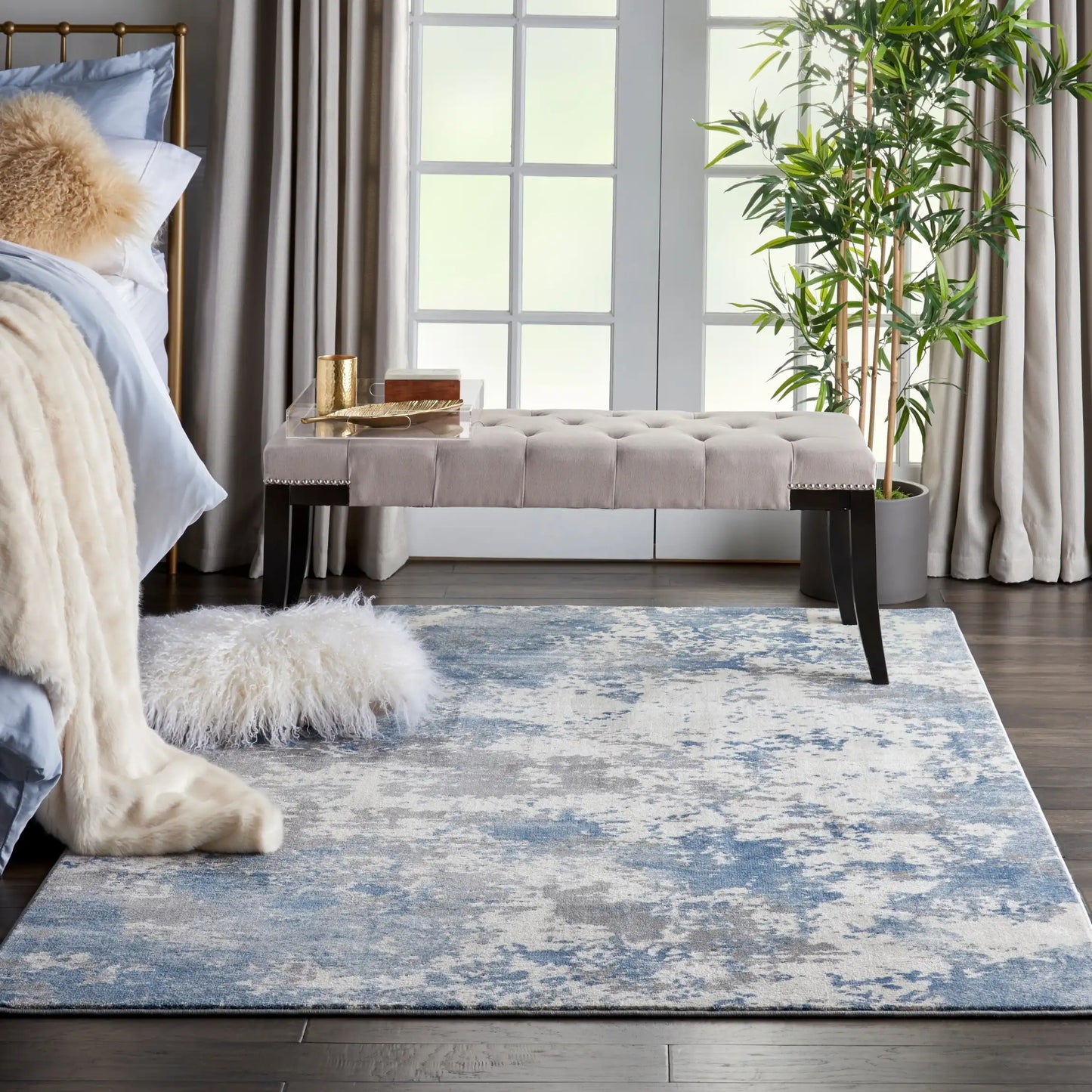 Rustic Textures RUS08 Grey Blue Rug RS