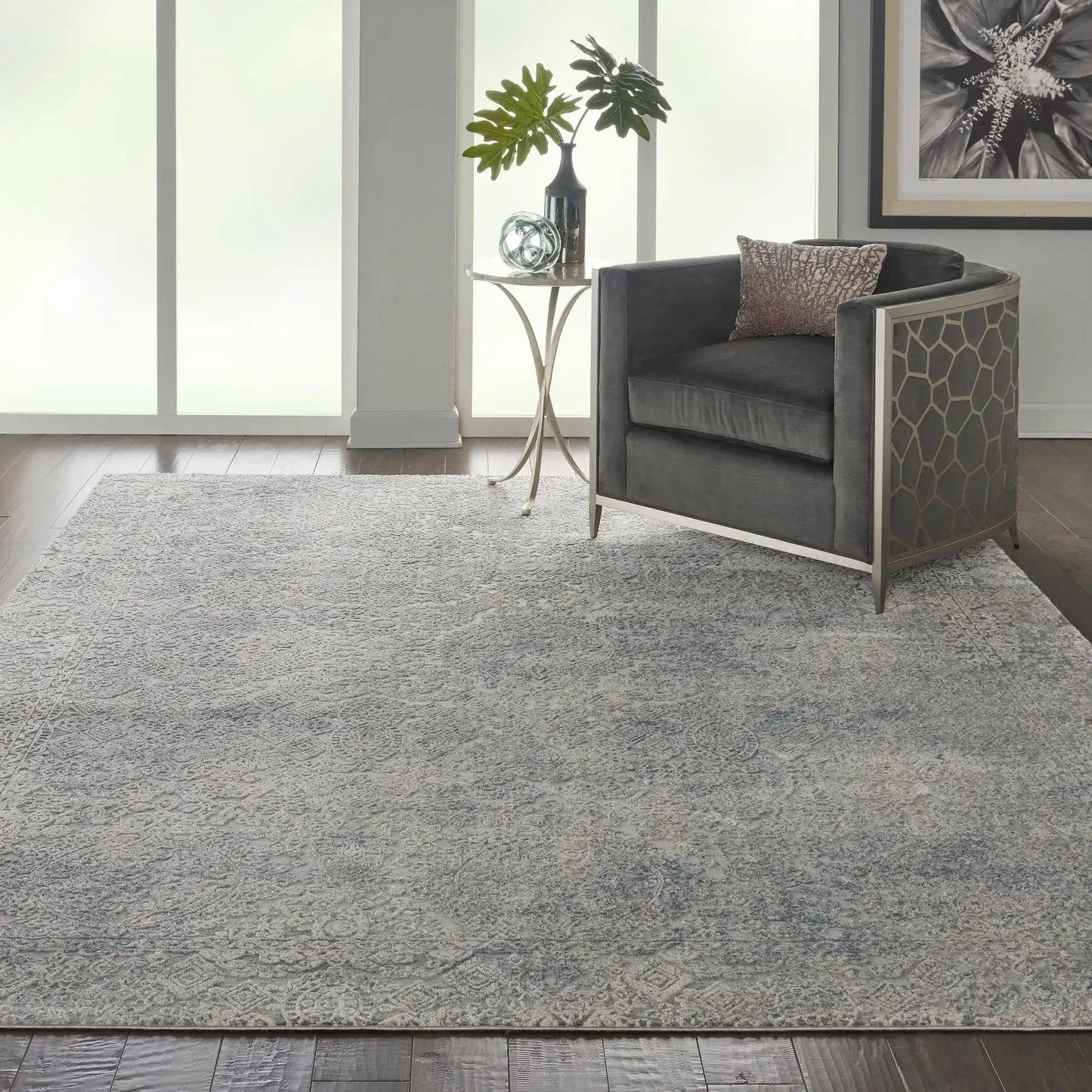 Rustic Textures RUS09 Ivory Light Blue Rug RS