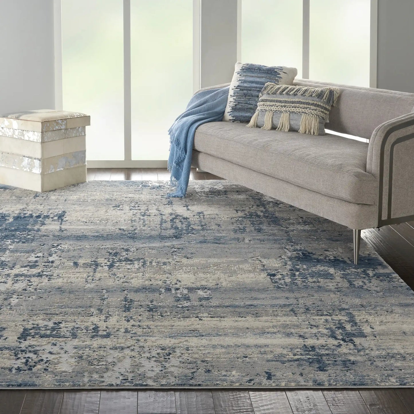 Rustic Textures RUS10 Ivory Blue Rug RS