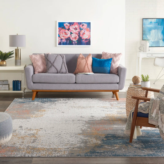 Rustic Textures RUS13 Grey Blue Rug RS