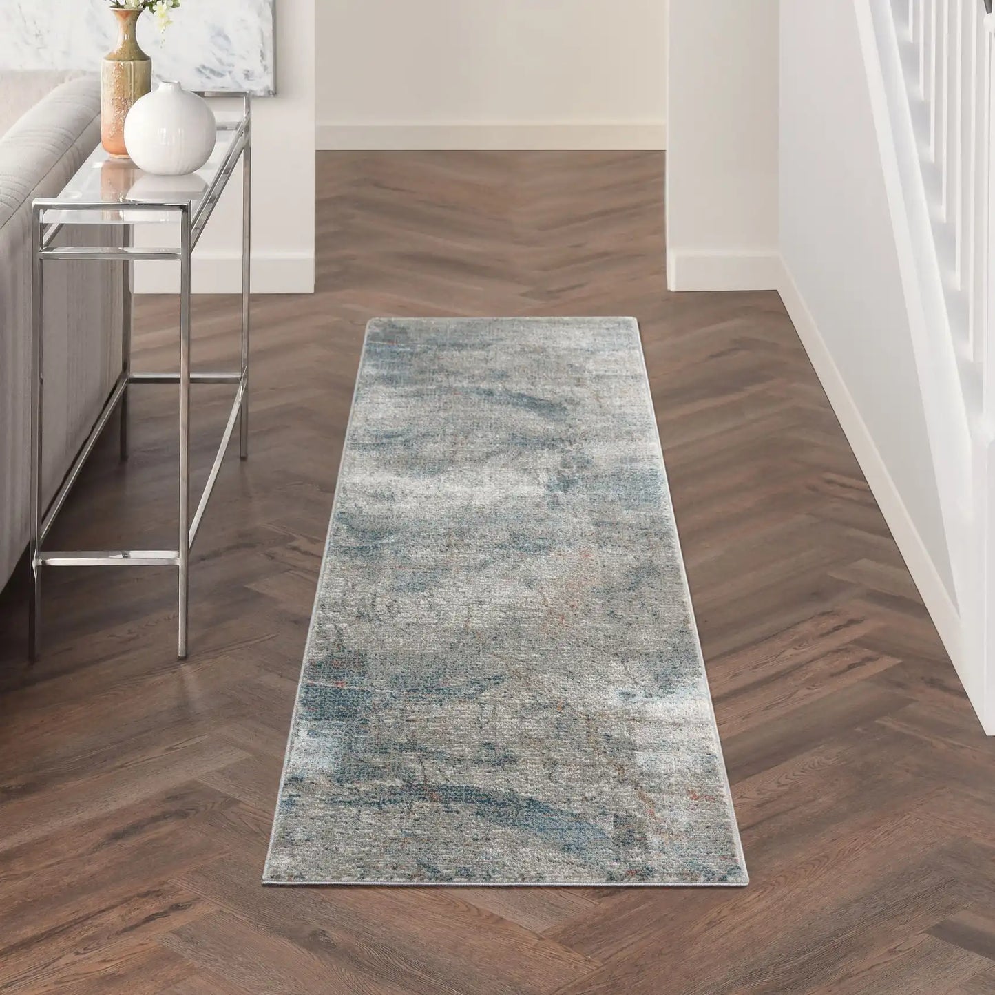 Rustic Textures RUS15 Light Grey Blue Rug RS