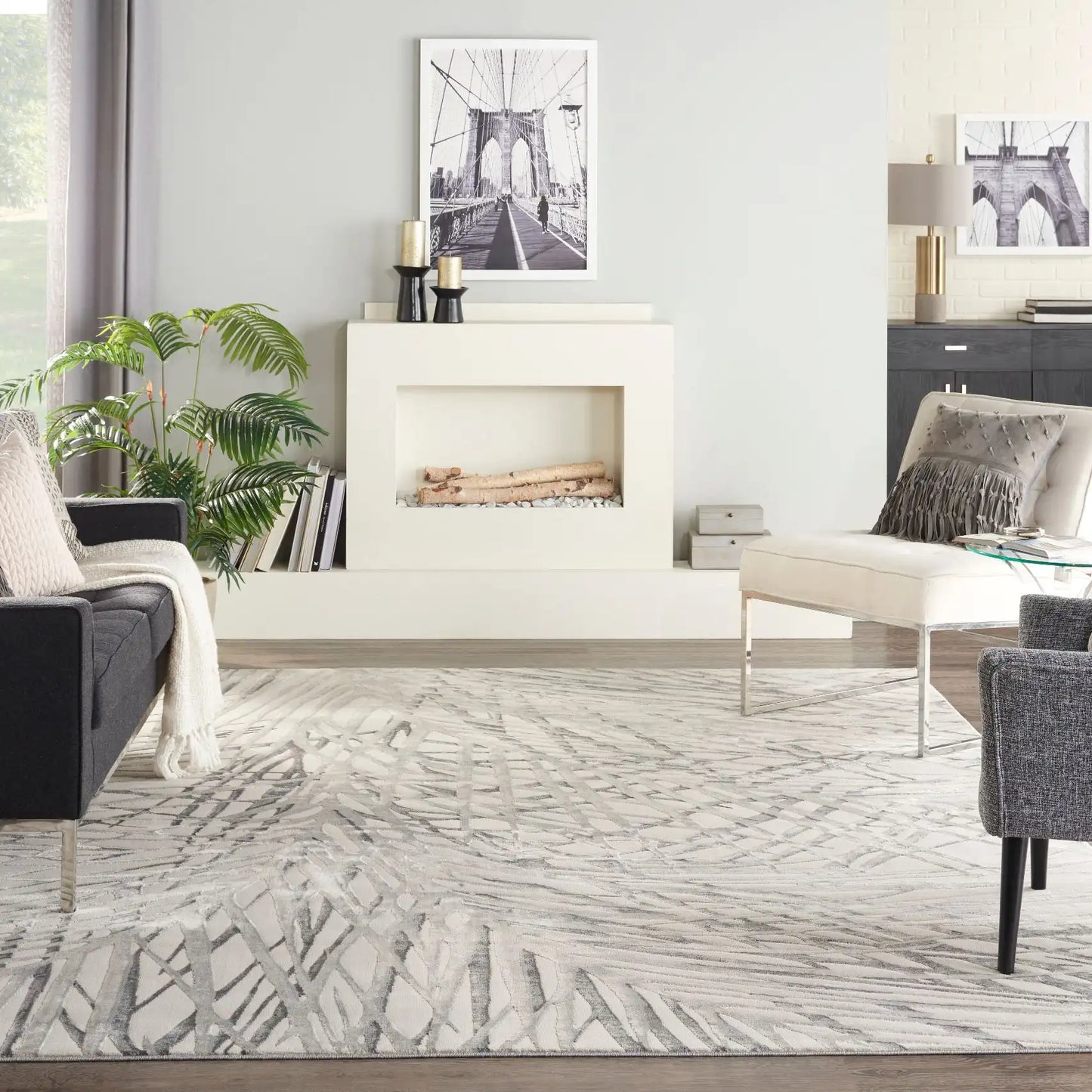 Rustic Textures RUS17 Ivory Grey Rug RS