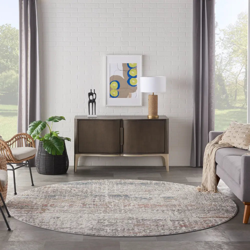 Rustic Textures RUS14 Light Grey Multi Rug RS