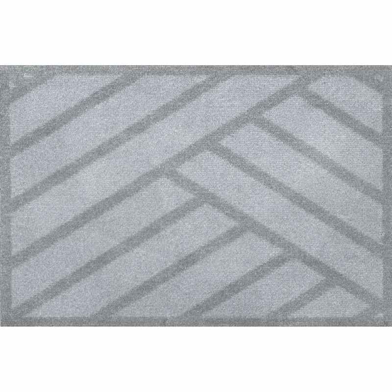 Rayas Geometric Washable Floor Mats in Grey