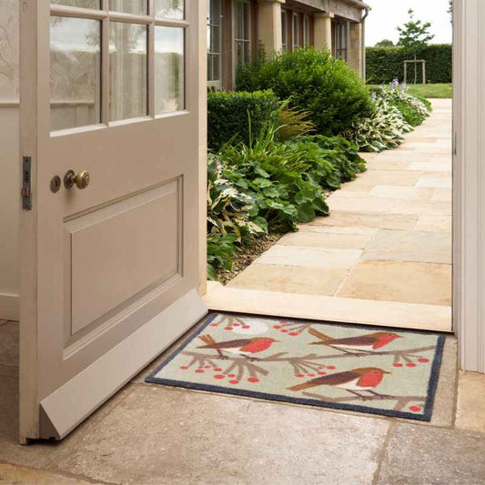 Christmas Red Robin Washable Doormats in Multi