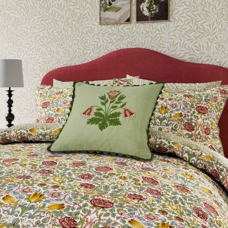 Rose Floral Bedding by Morris & Co in Boughs Green Rose