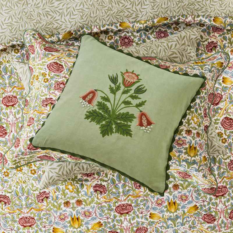 Rose Floral Bedding by Morris & Co in Boughs Green Rose