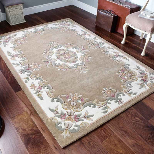 Royal Aubusson Traditional Wool rugs in Beige