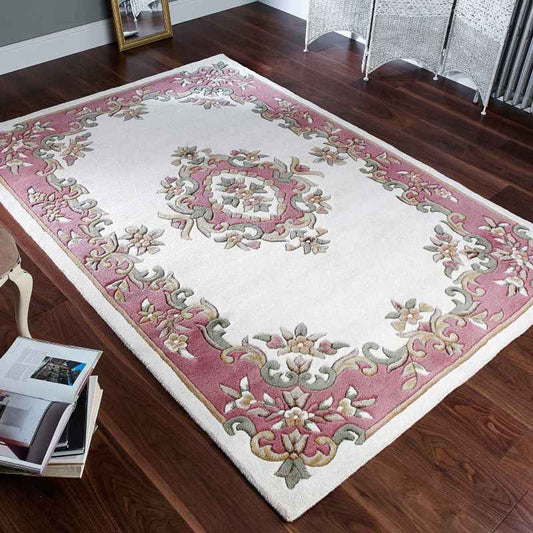 Royal Aubusson Traditional Wool rugs in Rose Cream