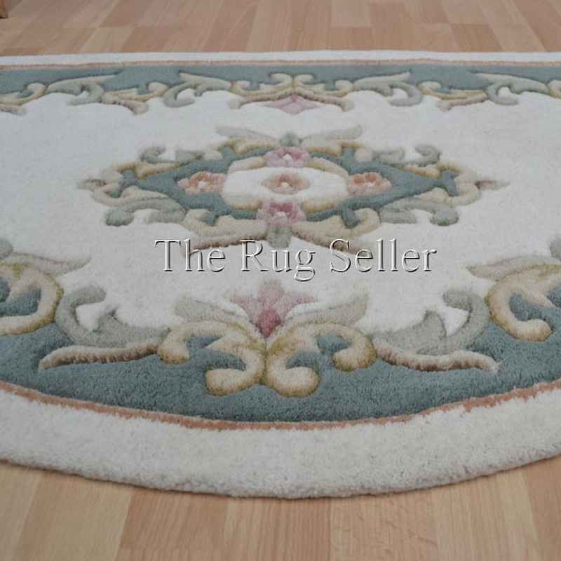 Royal Aubusson Half Moon rugs in Green Cream