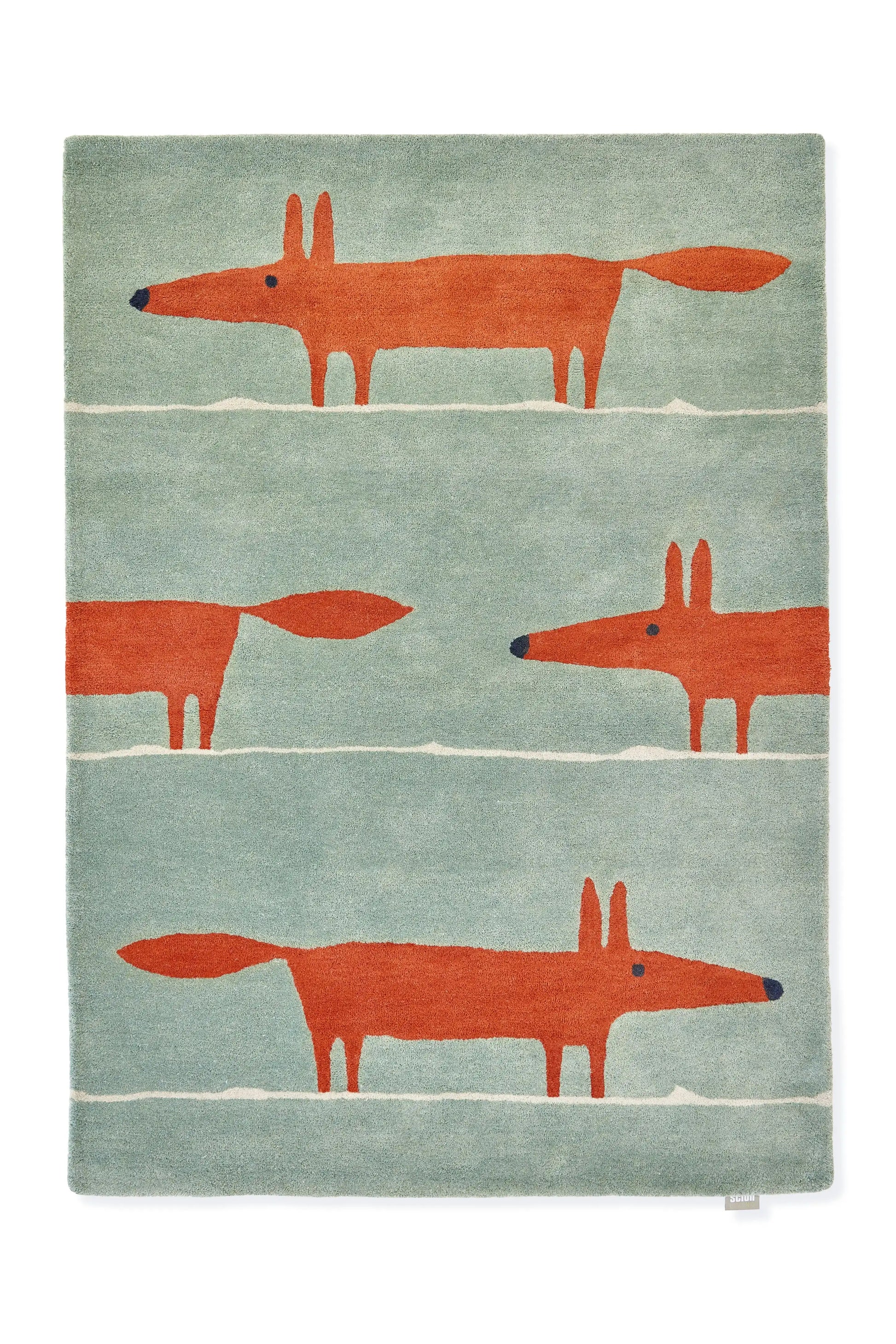 Scion scion hand tufted mr fox mint poppy 025313 Green, Orange Living Room Wool Rug.