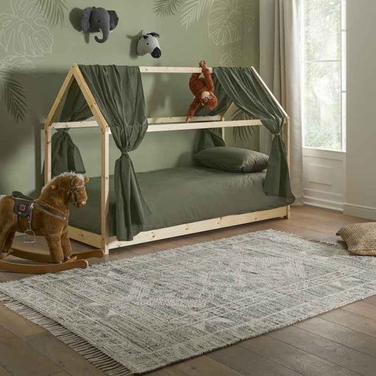 Serenity Traditional Medallion Jute Wool Rugs in Green