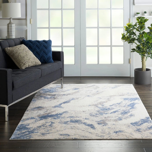 Silky Textures SLY03 Blue Ivory Grey Rug RS