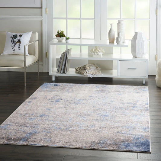 Silky Textures SLY04 Blue Ivory Grey Rug RS