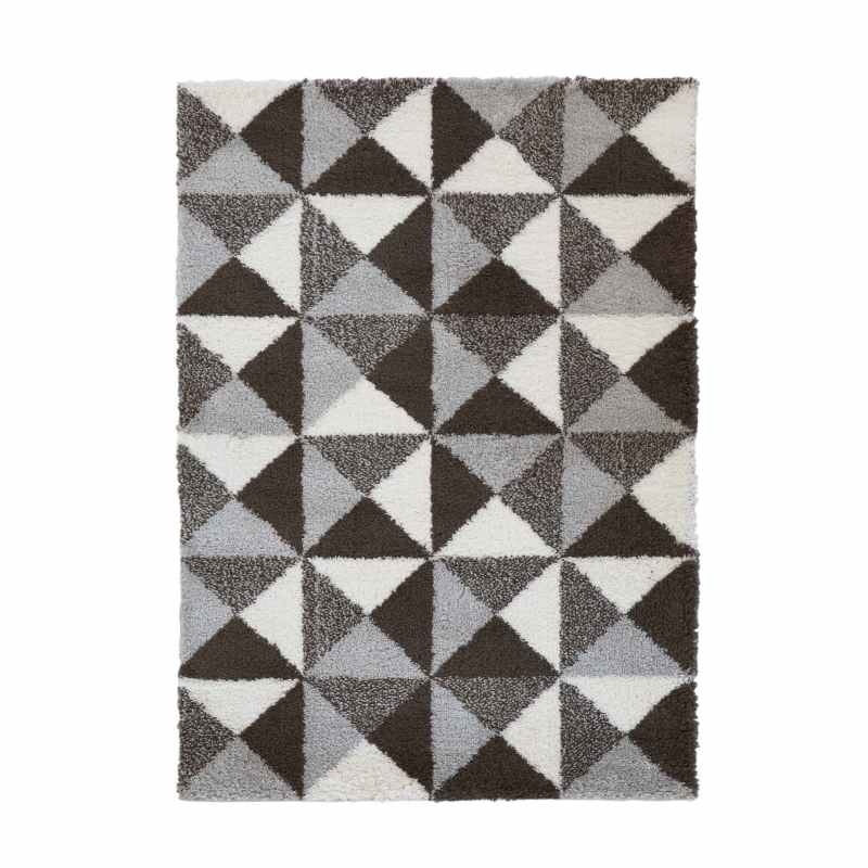 Snug Scandi Shaggy Geometric Rugs in Grey