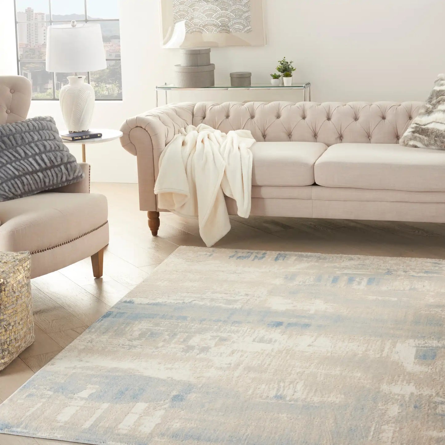 Solace SLA08 Ivory Grey Blue Rug RS