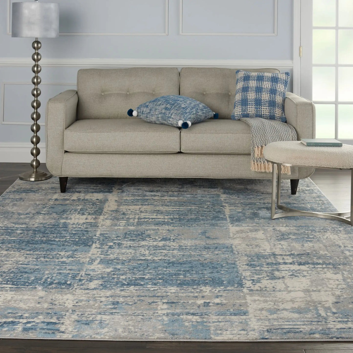 Solace SLA02 Ivory Grey Blue Rug RS