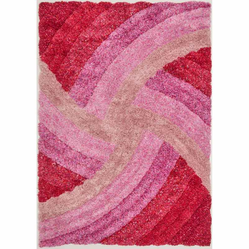 Stella 3D Shaggy Abstract Modern Rugs in Pink