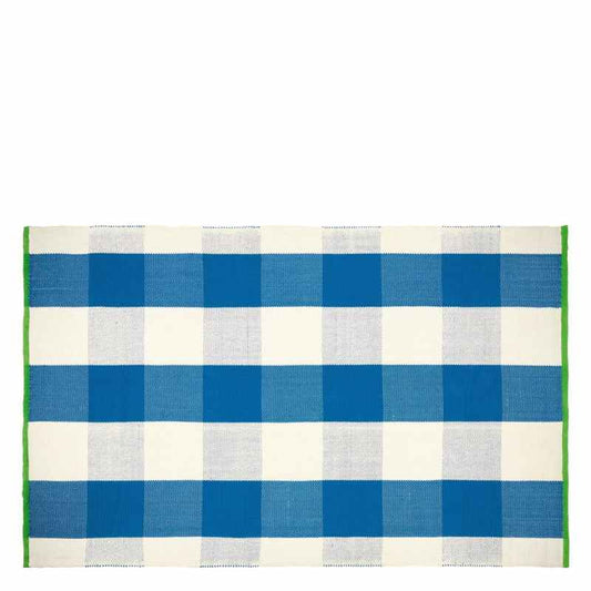 Saliya Check Indoor Outdoor Rug by Designers Guild in Cobalt Blue