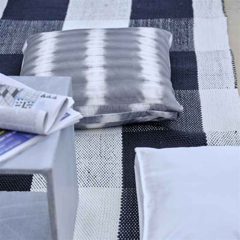 Saliya Check Indoor Outdoor Rug by Designers Guild in Noir Black