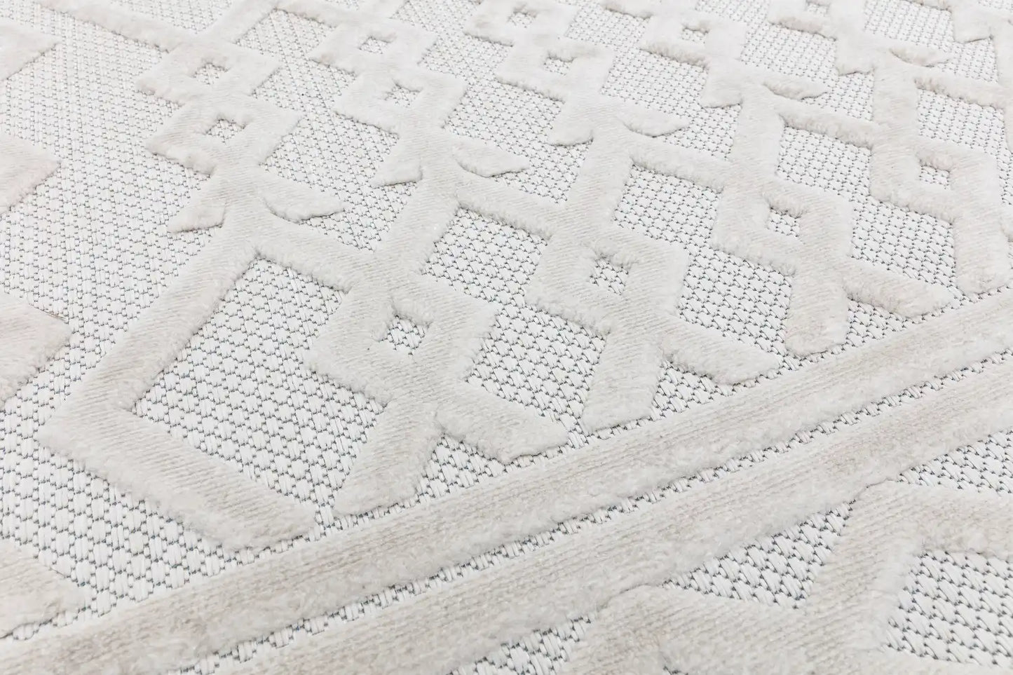 Asiatic salta sa05 white links Ivory, Cream Living Room Geometric Rug.
