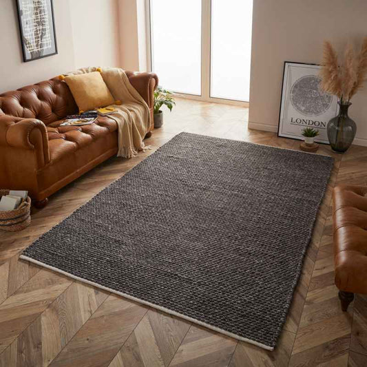 Savannah Wool Rug in Charcoal Grey