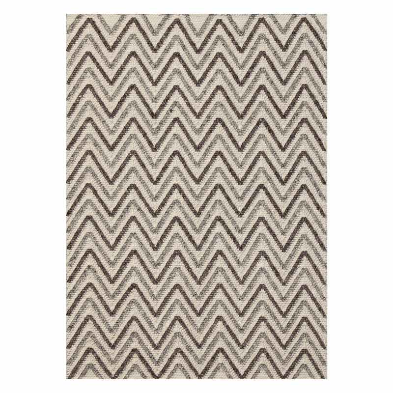 Savannah Chevron Wool Rug in Cream and Natural