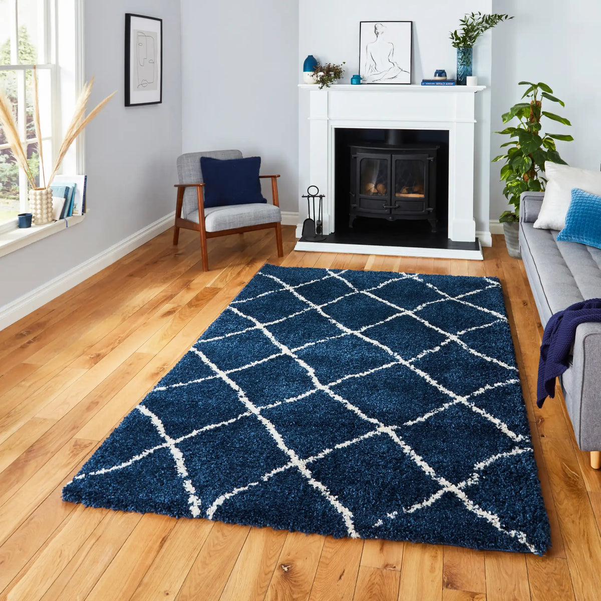 Scandi Berber G257 Navy Cream Rug RS
