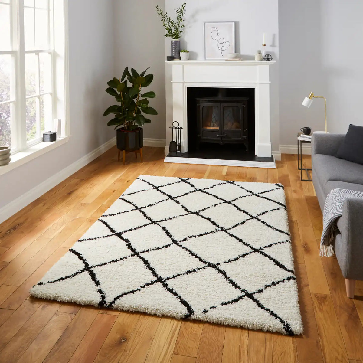 Scandi Berber G257 White Black Rug RS