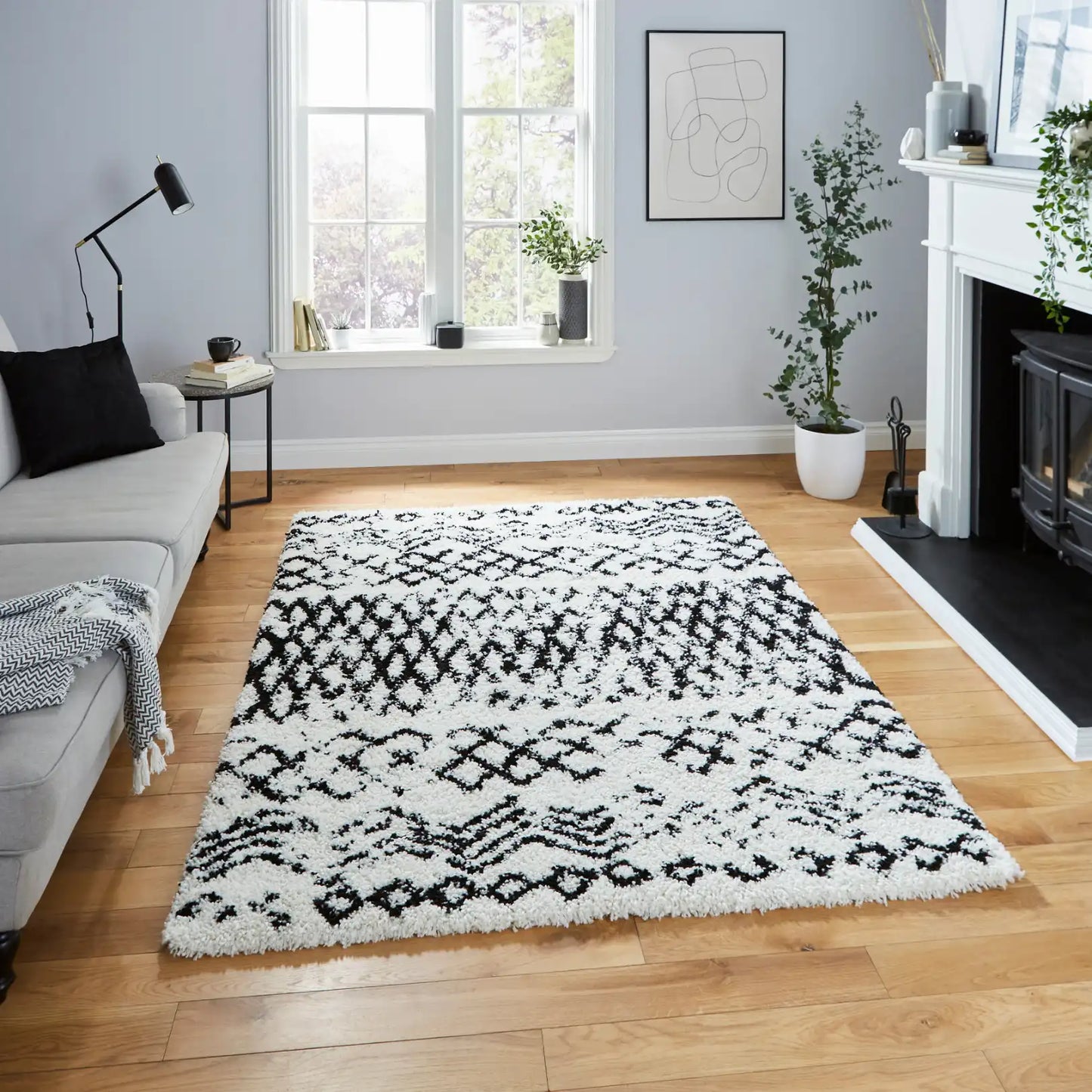 Scandi Berber G271 White Black Rug RS