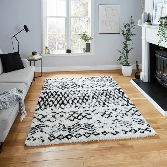 Scandi Berber G271 White Black Rug RS