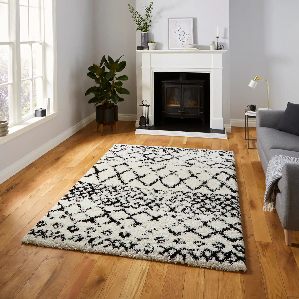Scandi Berber G272 White Black Rug RS