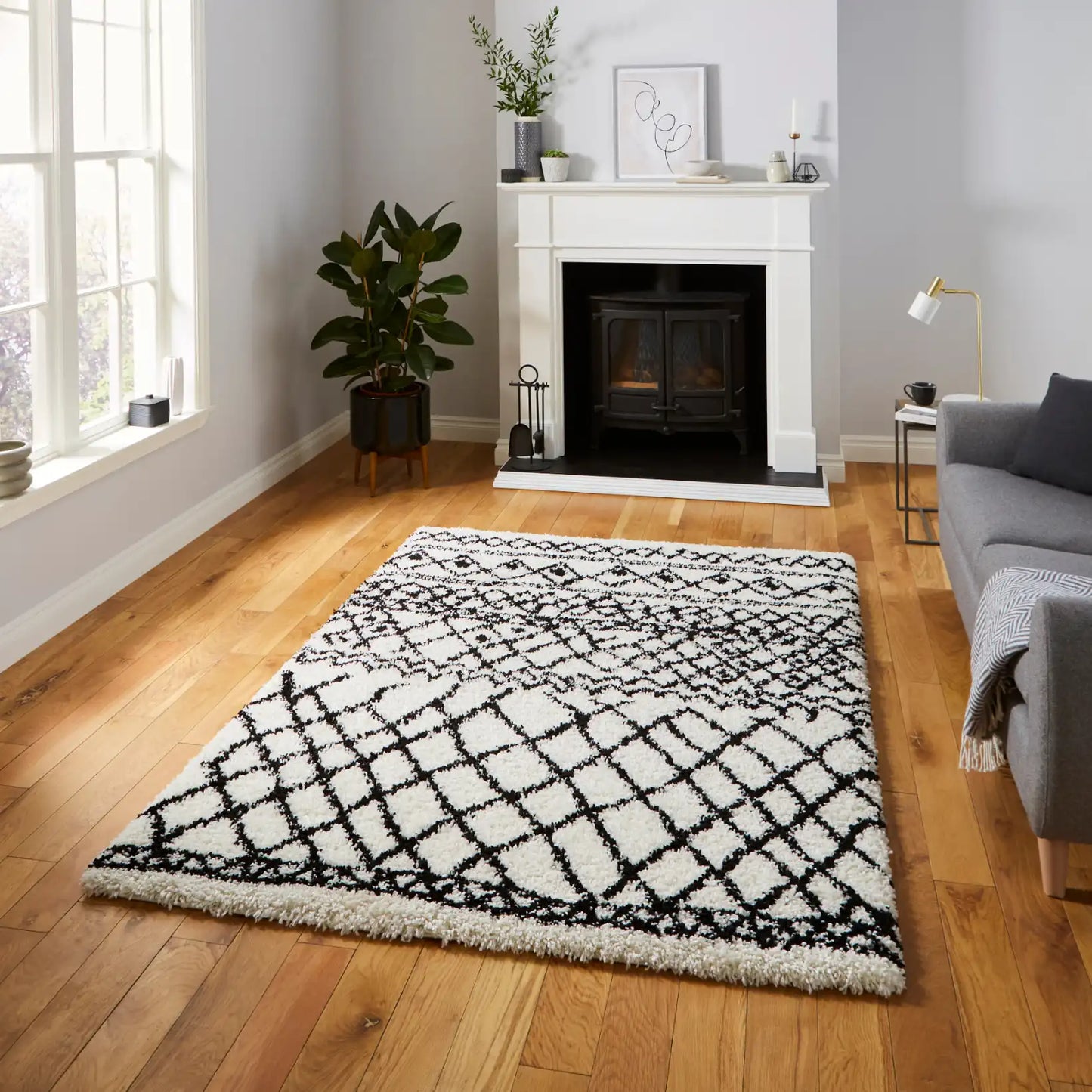 Scandi Berber G274 White Black Rug RS