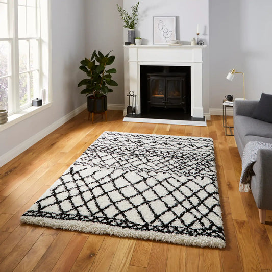 Scandi Berber G274 White Black Rug RS