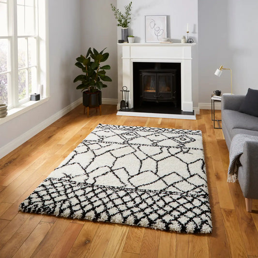 Scandi Berber G276 White Black Rug RS