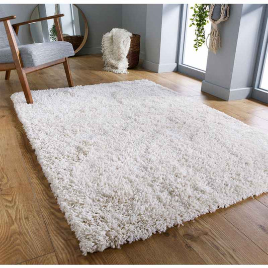 Serene Shaggy Soft Plain Rugs in Cream
