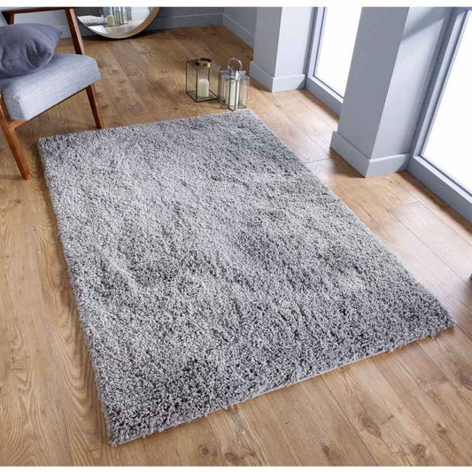 Serene Shaggy Soft Plain Rugs in Grey
